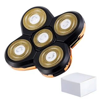 교체 가능한 3D 플로팅 전기 면도기 헤드 예비 코 트리머 클리퍼 페이셜 청소 브러시 ​​및 마사지, 09 5 Blades Head Gold