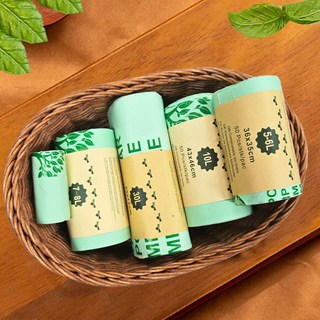 식물성 원료로 만든 생분해 비닐봉투 옥수수 PLA 썩는 쓰레기 봉투 음식물 재활용 비닐봉지, 1세트, 2L