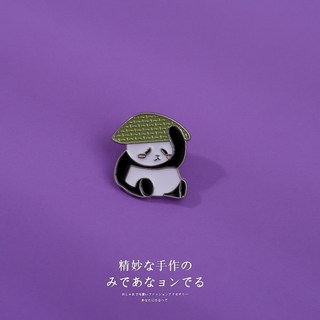 可愛 日系 ins 胸針 胸章 徽章 禮物 可愛別針 熊針 可愛日系徽章 創意卡通 胸針 別針 徽章 胸章 麥當勞帽, 1個, 貓熊頂竹葉