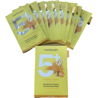 [정품] ++----+++++ numbuzin 모든피부용|||| 화이트닝 저자극 넘버즈인 5번 -------- 비타민C 글루타치온 필름팩 페이스용 바디용, 10개입, 1개