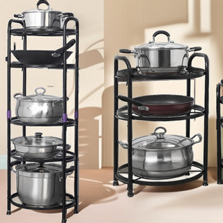 에스준 후라이팬 정리대 냄비 받침대 주방 수납 거치대 3단 5단, 1개, 블랙