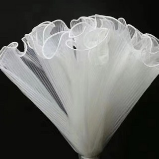桃園出貨 花束包裝紙 波浪紗 花束材料 鮮花包裝 褶皺花店裝飾 浪花紗, 素邊浪花紗白色28cm*4米, 1個