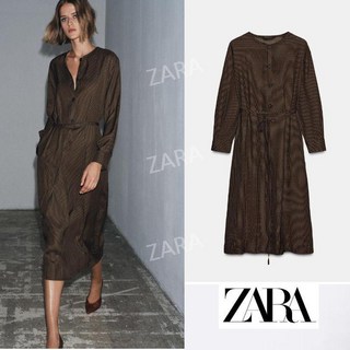 자라 가을 폴카 도트 벨트 롱 원피스 zara