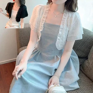 아이레노 여름 레이스 가디건 여성용 시스루 커버업 원피스 코디 데일리 여성의류