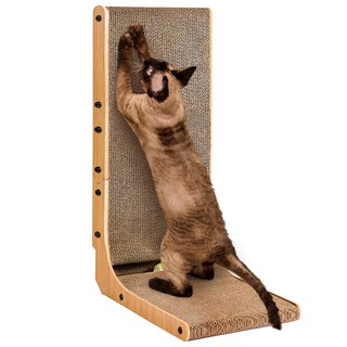 EHEYCIGA L형 고양이 스크래쳐 공 모양 장난감 포함 수직형, 1개, 갈색