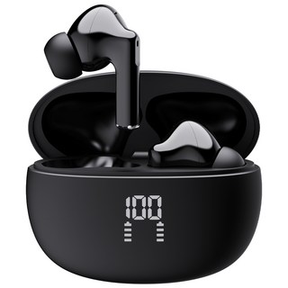 프랑스 톰슨 ENC 노이즈 캔슬링 LED 블루투스 6.0 이어폰 무선 방수, 블랙 TBE-201K