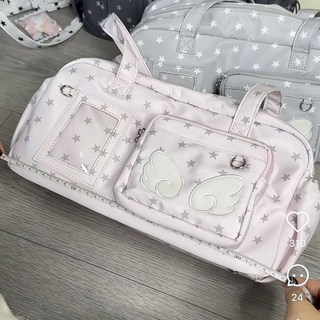 二次元天使痛包y2k輕亞比風韓系星星印花演唱會追星單肩斜跨娃包, 天使粉