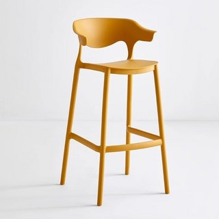 工業風吧台椅 吧臺椅 高腳椅 酒吧椅 椅子 靠背椅 清吧塑料吧椅簡約家用輕奢靠背高腳凳子北歐現代極簡可疊放網紅吧臺椅, 黃色-坐高65CM, 1個