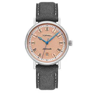 TOPHILL 40mm 럭셔리 남성용 자동 시계 미요타 9015 무브먼트 사파이어 글라스 5ATM 방수 캘린더, 01 Salmon