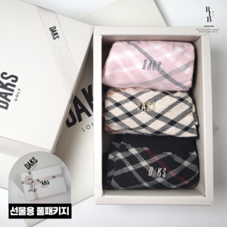 닥스 여성 체크 단목3종 양말세트 선물용 풀패키지
