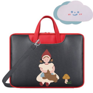 큐앤캐롯 귀여운 노트북 가방 캐릭터 방수 파우치, 빨강모자 소녀, 14-15인치, 1개