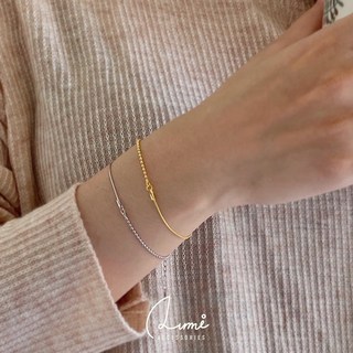 [ALUMI] 拼接銀鍊 S925純銀 極細蛇鍊珠鍊雙拼款 簡約時尚 飾品 純銀手鍊