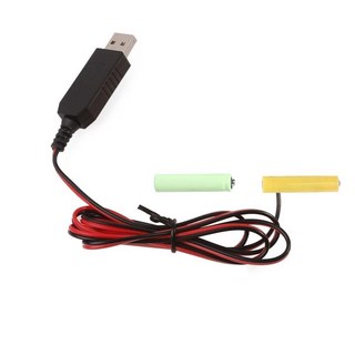 리모컨 라디오 LED 조명용 더미 배터리 제거기 케이블 USB 5V 3V 2x1.5V LR03 AAA, [02] 1m, 1개