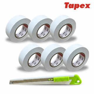 서통테이프 UL인증 PVC 심플 전기 절연 사계절 전기테이프 화이트 6개 세트 커터칼 포함