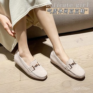 甄選好貨 2025新款真皮內增高樂福鞋 女款豆豆鞋 軟底休閒舒適單鞋