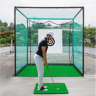 SAIVEINA 프리미엄 골프스윙 연습용 타격 케이지 네트 대형 히팅 케이지 실내외 뒷마당 지하실 설치 튼튼한 골프 스윙 연습 임팩트 트레이닝 연습장 타겟 천 포함 3mX3m, 케이지 그린, 1개