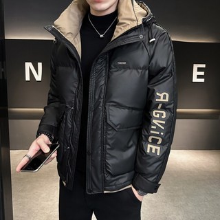 連帽加厚保暖棉衣外套 冬季新款男士鋼印字母外套