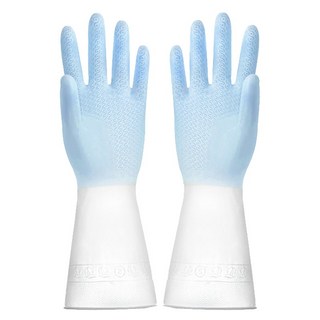 家事手套 廚房清潔洗碗防水橡膠手套 家用防護萬用PVC手套, 1個, 【S/藍綠隨機】家事手套