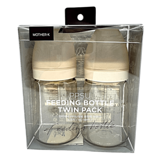 MOTHER-K 精粹極簡PPSU奶瓶2入組 晨曦白 180mL 輕量耐摔防脹氣, 2個