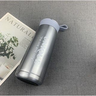 立雅小舖 手提硅膠304不銹鋼真空保溫杯 帶茶隔 磨砂杯 保溫瓶 水杯(304真空保溫杯LY0042), 1個, 灰色