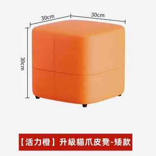 貓抓皮矮凳/小凳子/換鞋凳/沙發凳，客廳家用極簡風, 活力橙-貓抓皮【矮款】, 1個