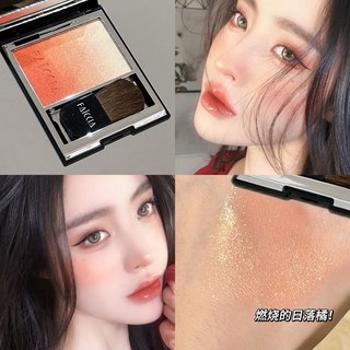 哦莫 秋冬裸感咖妝腮紅 日常通懃蝦肉色suqq#09彩陽炎持久不飛粉, 閃閃落日橘（自帶高光的感覺）, 1個