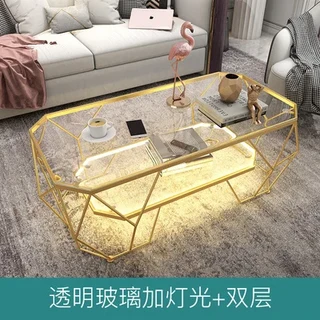 간단한 현대 커피 테이블 대리석 작은 아파트 거실 직사각형 강화 유리 철 예술 맞춤형 창의력, 19 Double layer 120 60