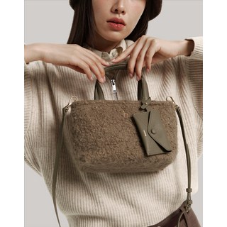 정품 헤지스 토트백 단독푸들백 뽀글이 퍼 카키 미니 크로스백 카드참 SET 여행용 대학생가