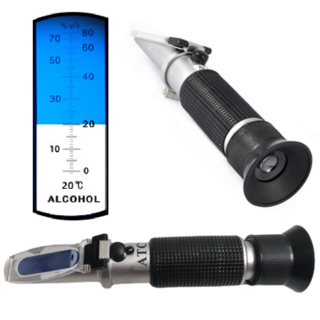 獨家繁體正版 糖度計 酒精計 食品滷汁湯頭水果飲料甜度酒精濃度測量, 1個, 酒精計0-80% 酒精濃度計, 藍色