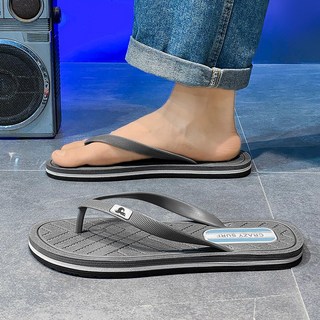 男女室外拖鞋，軟底耐磨防滑，厚底減震，居家外出運動透氣涼感防臭，速乾靜音不磨腳，踩屎感止滑，潮流平底情侶人字拖, 40, 灰色