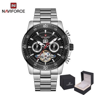 스위스시계 NAVIFORCE 남자를위한 자동 기계식 시계 탑 럭셔리 브랜드 패션 비즈니스 10ATM 방수 남자 스틸 남성