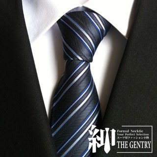 THE GENTRY 紳士領帶 藍白斜紋款