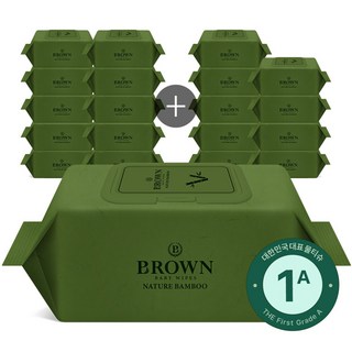 브라운 네이처 밤부 아기물티슈 캡형 73평량, 73g, 70매, 20개