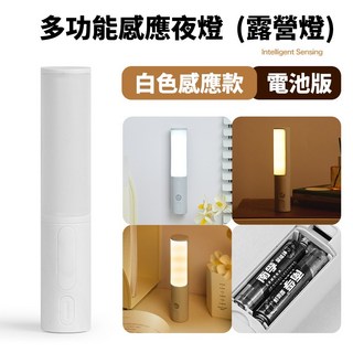 ibits ES 智能感應小夜燈 TypeC充電 電池款 可掛手持三色溫露營家用, 電池版-白色