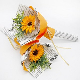 FlowerSP 陽光如你向日葵香皂花花束 生日禮物/祝福禮物/婚禮小物/畢業禮物/氣氛用品/毛線花/向日葵, 1個, 黃色