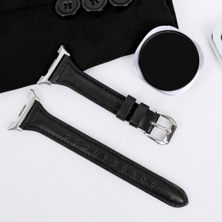 오르몽트 갤럭시워치 슬림 라인 가죽 스트랩 시계줄 밴드, 블랙(S1), 1개