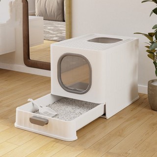 封閉式貓砂盆 防臭阻外濺 貓咪清潔用品, 天空藍,51*38*39CM, 1個