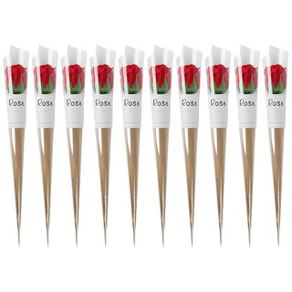 Popofancy 牛皮紙香皂玫瑰花 10p, 紅色