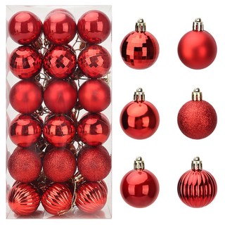 크리스마스볼 오너먼트 크리스마스 장식볼 소품 크리스마스 트리 장식 크리스마스 장식 구슬, 36개, 붉은색