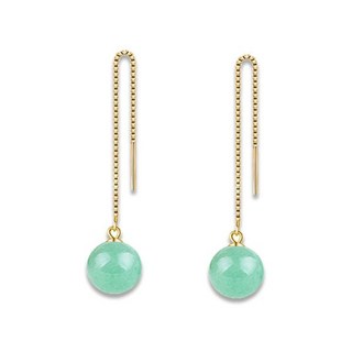 FSSODWT 핸드메이드 제이드 귀걸이 925 스털링 실버 스터드 여성 어머니 날 선물 엄마 ， 그린 드롭 생일 U Threader