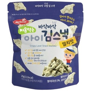 Bebest 韓國海苔脆點心20g - 寶寶米餅/嬰幼兒零食，韓國產海苔，酥脆好吃, 멸치맛, 20g, 1個