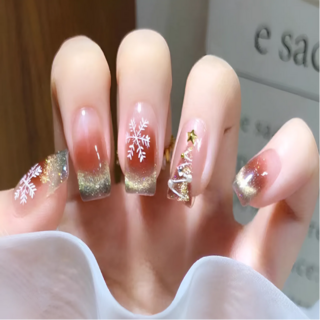 코코제이 젤네일 스트립 크리스마스 에디션 28p 1세트, 2개, 레드스파클링