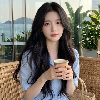 CIVILEE 여성 자연 미디 웨이브 가발 데일리 볼륨감 소프트 전체 통가발, 1개, 갈색 검정