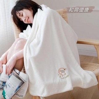 吸水厚浴巾加大珊瑚絨浴巾成人家用兒童柔軟大毛巾, 米白色月兔 出口品質,120x65cm厘米, 1個