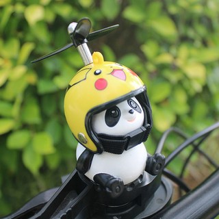 汽車載擺件 創意風車, 卡丘頭盔熊貓-粘款