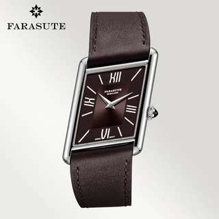 호환 FARASUTE 럭셔리 스퀘어 스포츠 남성용 시계 스위스 무브먼트 방수 사파이어 스테인레스 스틸 쿼츠 손목 시계 남성 Reloj, [02] Brown