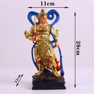 台灣熱銷 爆款 韋馱伽藍菩薩101619寸英寸彩繪鍍金家用供奉樹脂神像擺件韋陀菩薩 家用 佛堂 佛像擺件 神明擺件, 1個, 10寸藍帶韋馱
