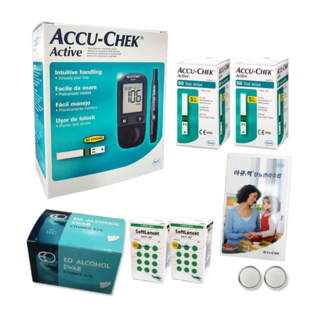 아큐첵 액티브 혈당측정기 + 검사지 100p + 채혈침 100p + 알콜솜 100p + 당뇨관리수첩 + 건전지 2p, GBKit, 5세트