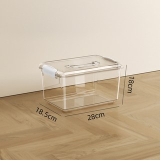 手提蓋子透明塑膠收納箱，家用零食玩具書本衣物加厚整理箱, 3號箱, 1個