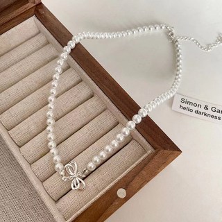 蝴蝶珍珠項鍊 輕奢小眾設計感 高級鎖骨鏈 氣質脖頸鍊 女生飾品